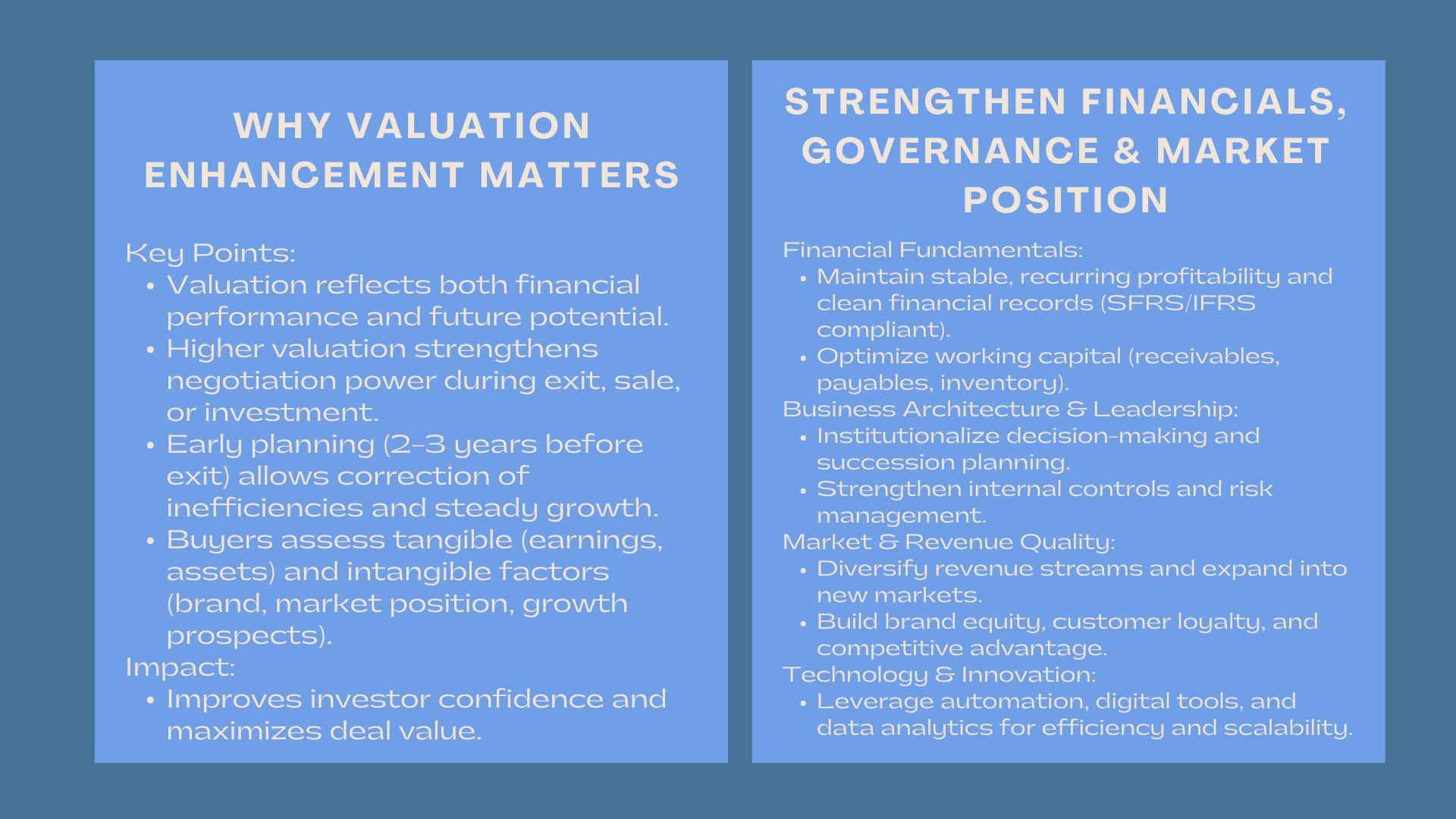 Improve Company Valuation Before Exit Certification 1 Improve Company Valuation Before Exit Certification