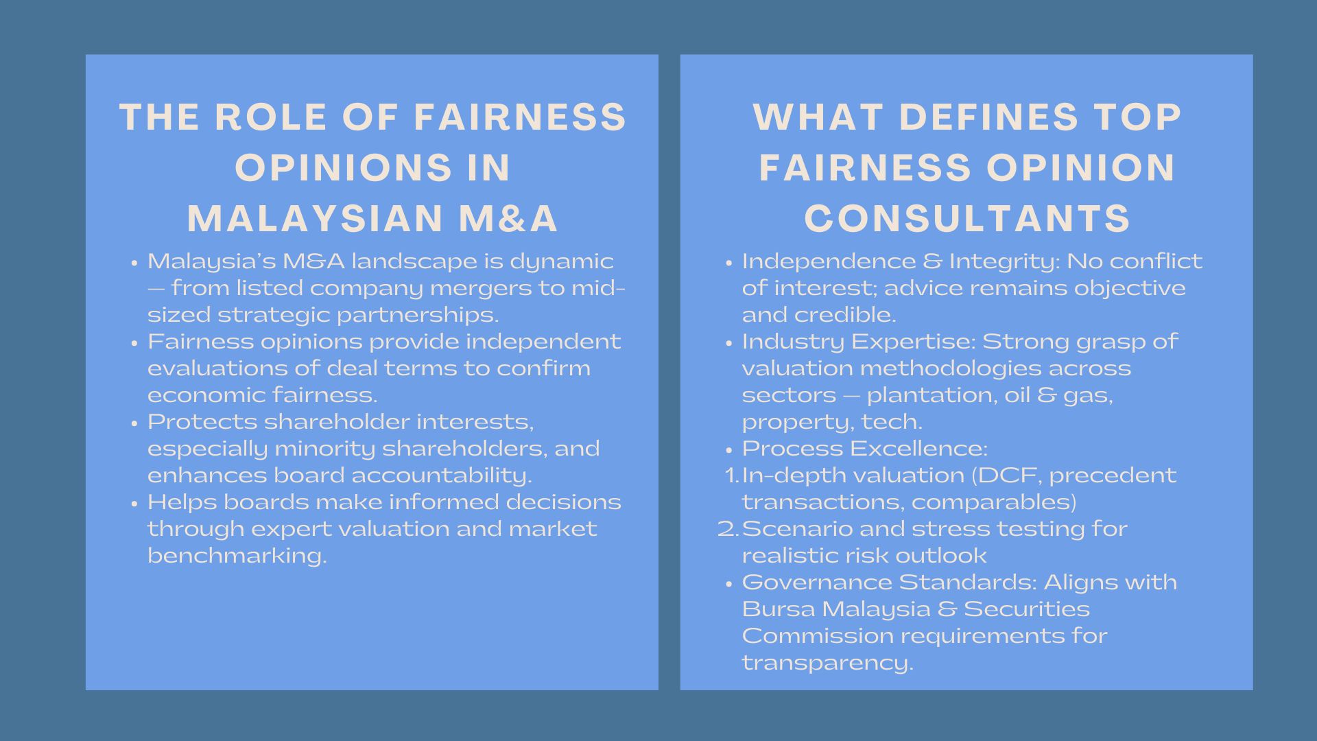 Fairness Opinion Consultants Malaysia for MA Deals