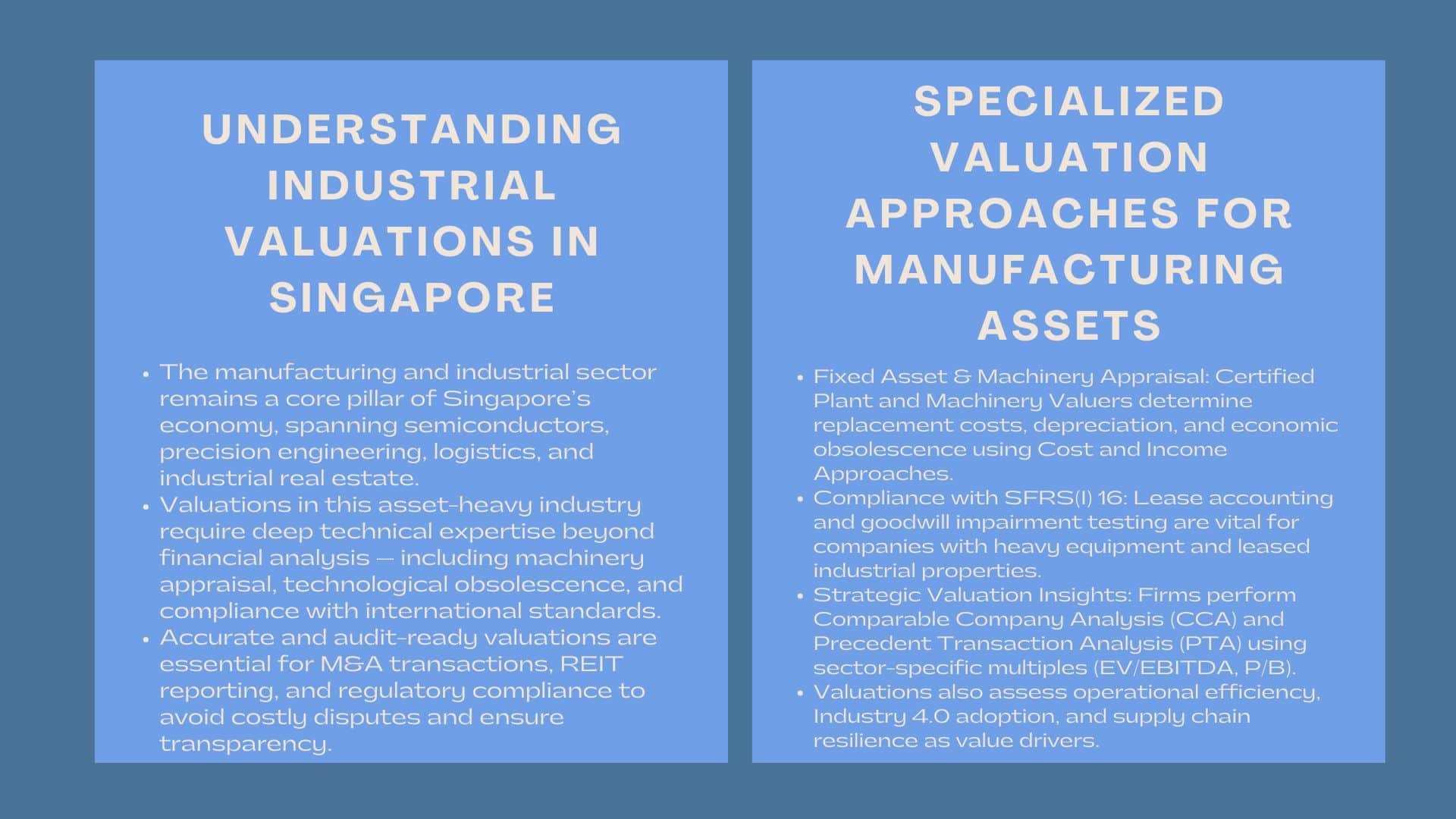 Top Valuation Firms for Manufacturing and Industrial Companies in Singapore