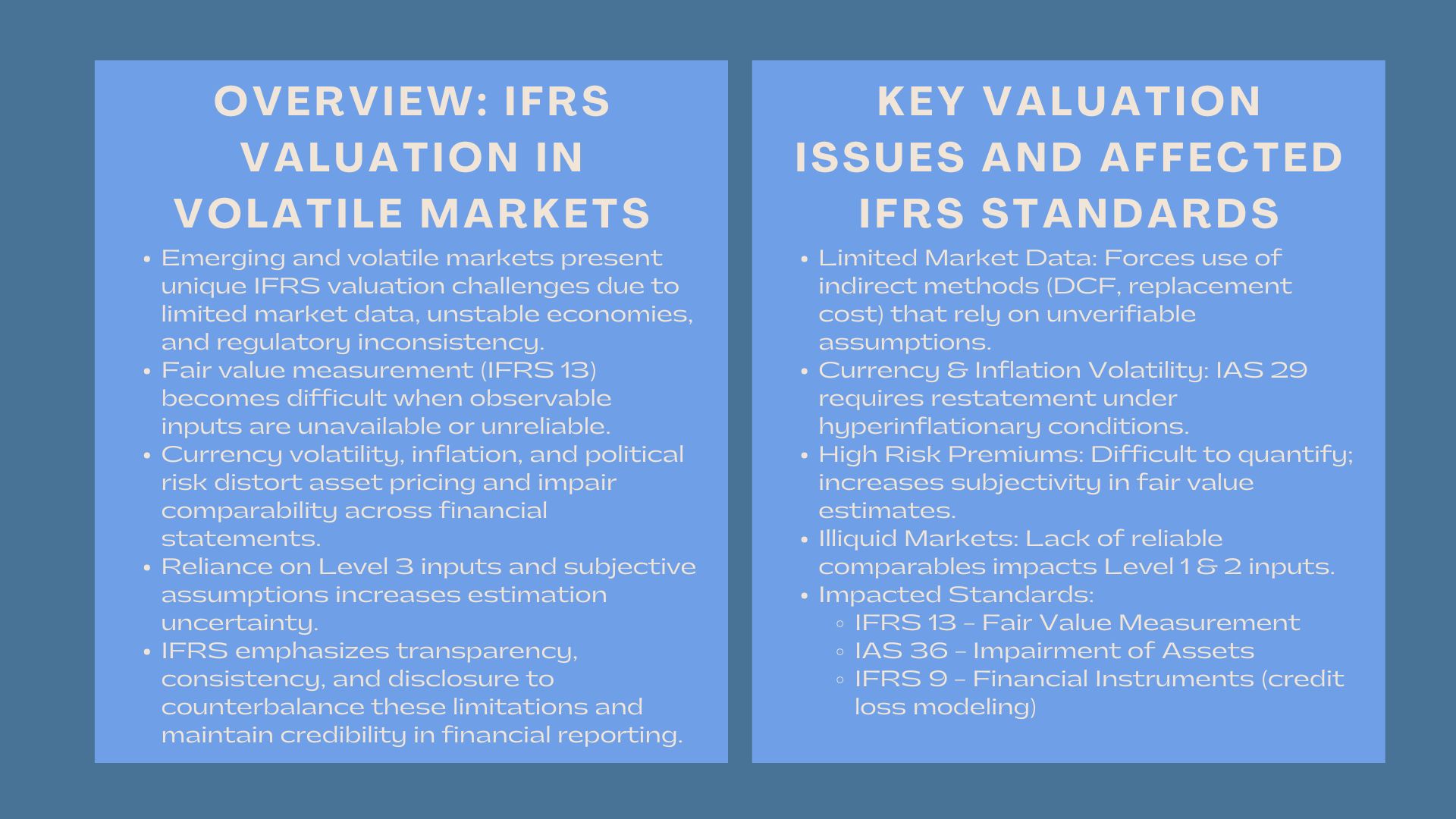 IFRS Valuation Challenges Training Emerging Markets